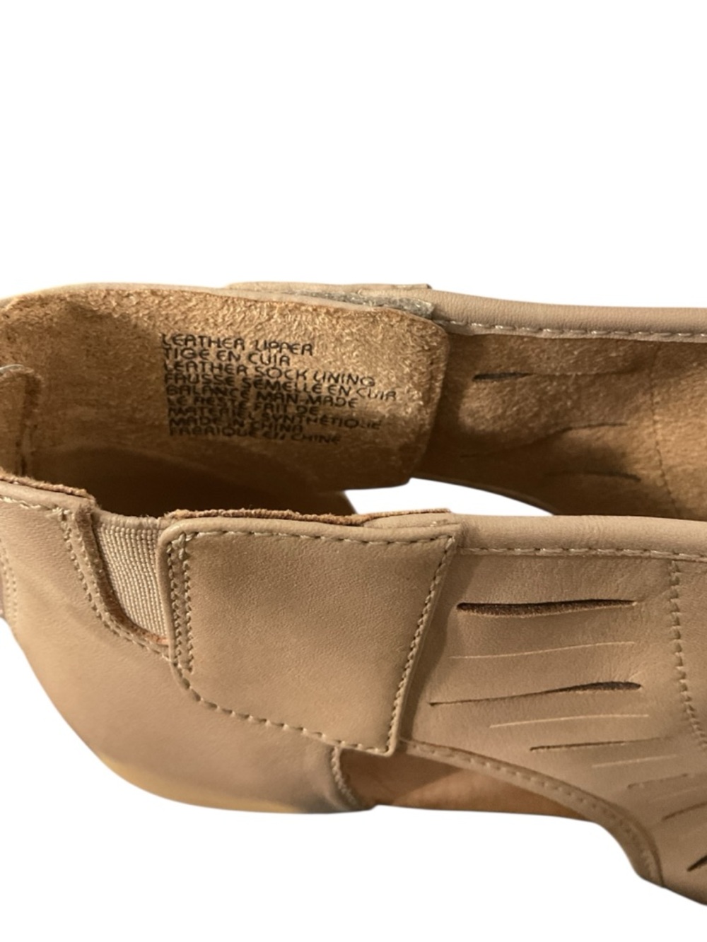 Earth “Vicki” Taupe Woven Peep-Toe Block Heel Sandal 2” Heel - Picture 6 of 6